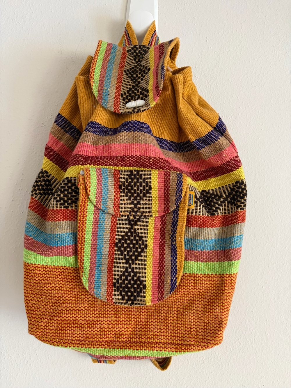 Handwoven Multicolor Striped Boho Backpack